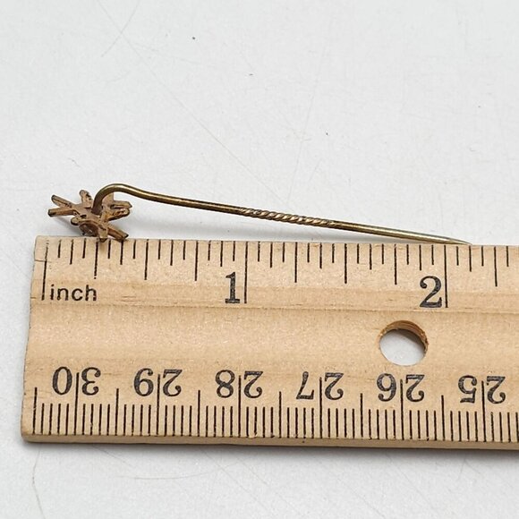Vintage Gold Tone Stick Pin With Blue Opal Gemstone Accent Starburst Design - Picture 5 of 5